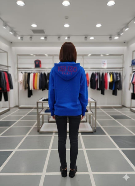 Elegant Classic Bold Blue Logo Hoodie