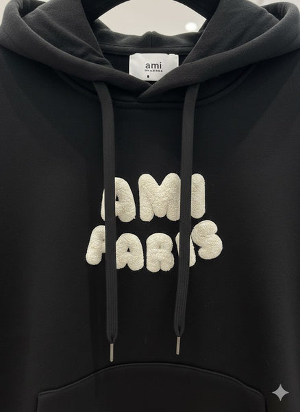 Luxury  Black Fleece Logo Hoodie