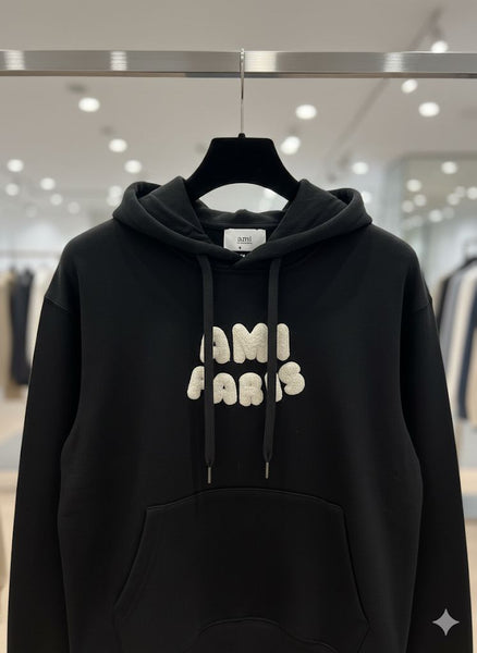 Luxury  Black Fleece Logo Hoodie
