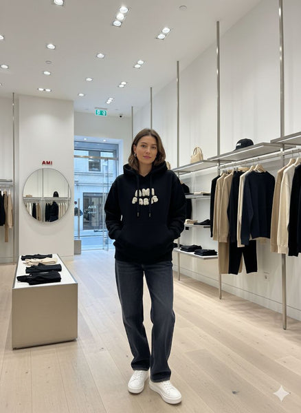 Luxury  Black Fleece Logo Hoodie