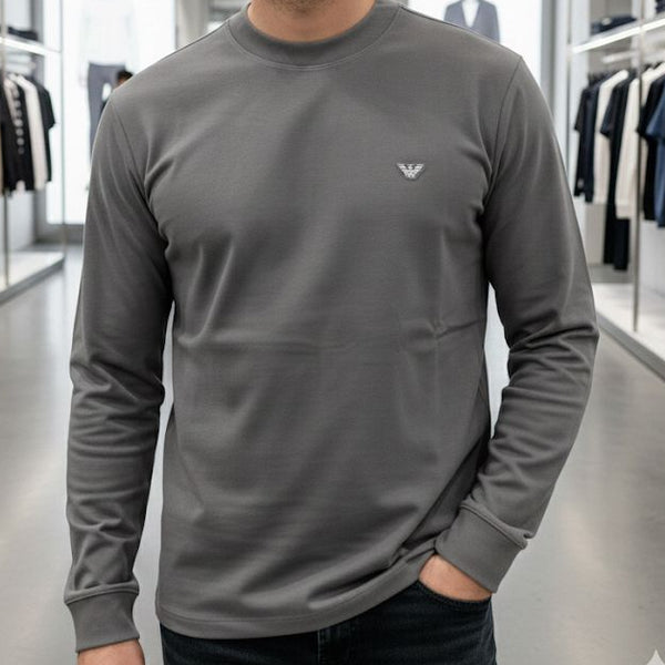 Elegant  Grey Classic Long-Sleeve Tee
