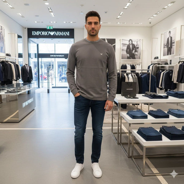 Elegant  Grey Classic Long-Sleeve Tee