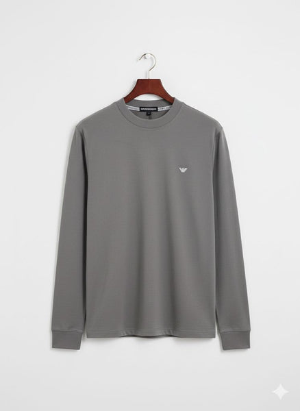 Elegant  Grey Classic Long-Sleeve Tee