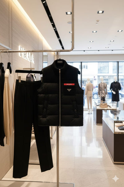 Black Puffer Sleeveless Jacket  Premium Luxury Vest