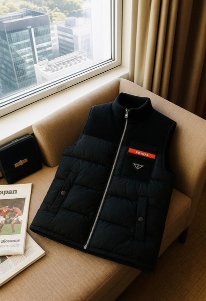 Black Puffer Sleeveless Jacket  Premium Luxury Vest