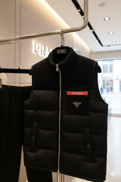 Black Puffer Sleeveless Jacket  Premium Luxury Vest