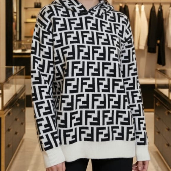 FF Monogram Hooded Sweater  Luxury Statement Knitwear For Woman