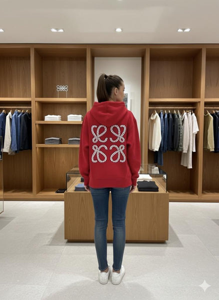 Premium Red Logo Embroidered Hoodie