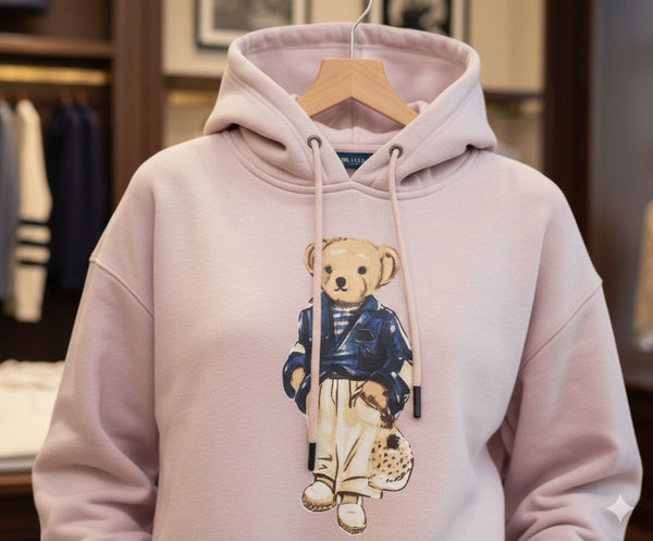Premium Pink  Bear Graphic Hoodie Cozy & Cute Style