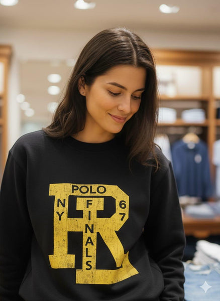 Black Premium Polo Logo Sweatshirt & Jogger Co-ord Set