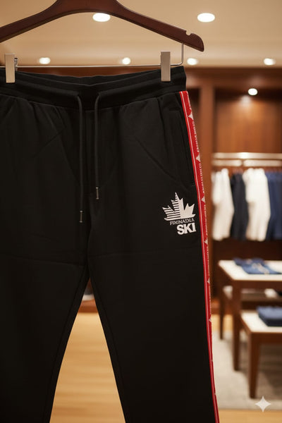 Black Sports Joggers with Red Side Stripes