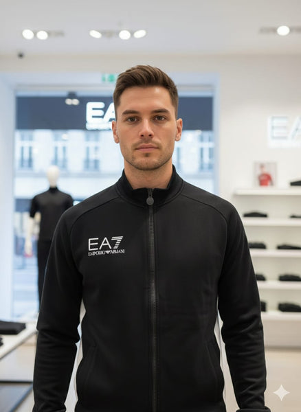 Premium Black & White Sports Zip-Up Jacket