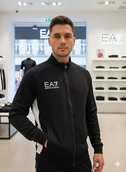 Premium Black & White Sports Zip-Up Jacket