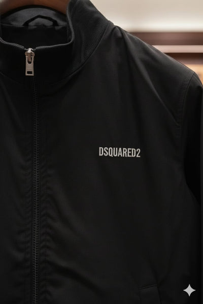 Black Lightweight Zip-Up Jacket with Minimal Logo