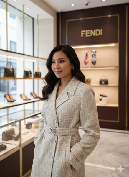 Luxury Beige Monogram Trench Coat