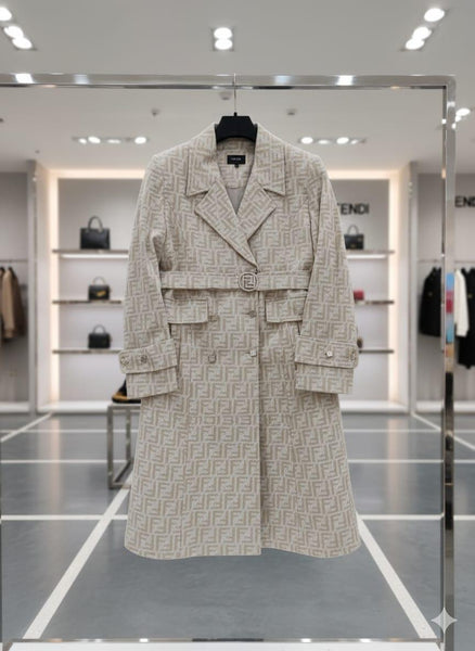 Luxury Beige Monogram Trench Coat