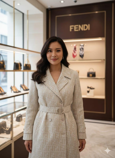 Elegant Beige Monogram Trench Coat – Timeless, Stylish & Premium