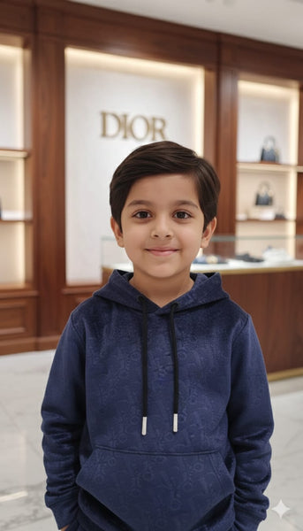 Cute Navy Designer Kids Hoodie Set