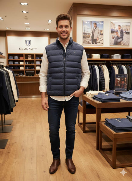 Men’s Blue Puffer Vest  Lightweight, Warm & Stylish