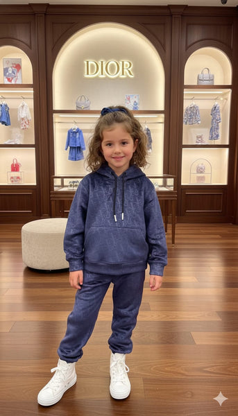 Cute Navy Designer Kids Hoodie Set