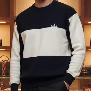 Premium Black & Cream Colorblock Knit Sweater