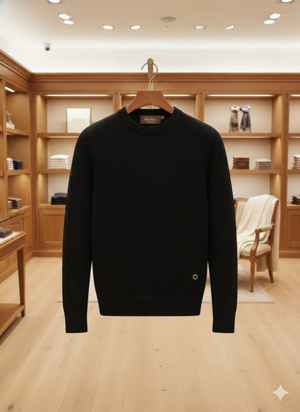 Premium Black Classic Round Neck Sweater – Elegant & Timeless Style