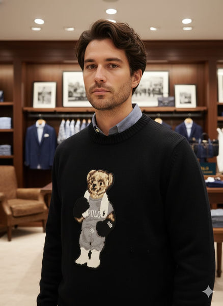 Black  Bear Boxing Crew Neck Sweater Premium Winter Fashion