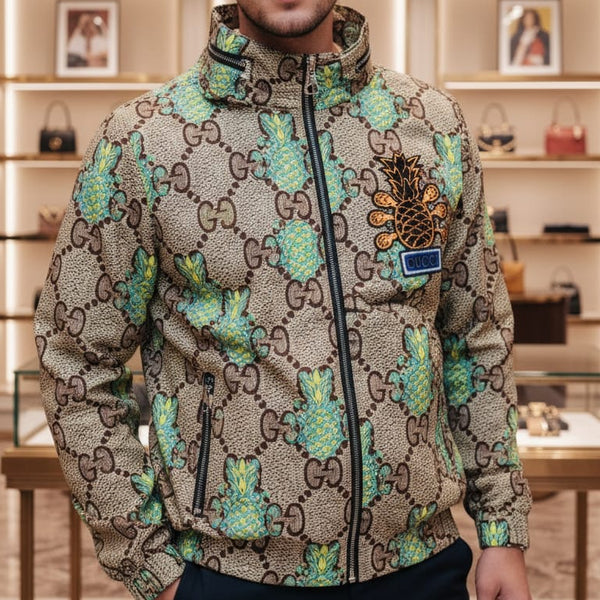 Designer Printed Bomber Jacket with Zip Closure