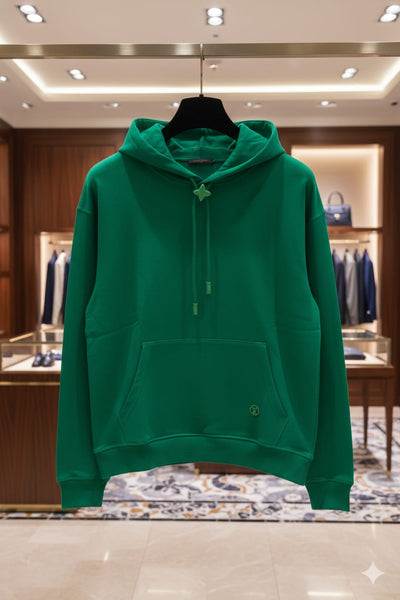 Branded Drawstring Hoodie In  Green