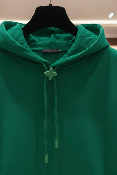 Branded Drawstring Hoodie In  Green