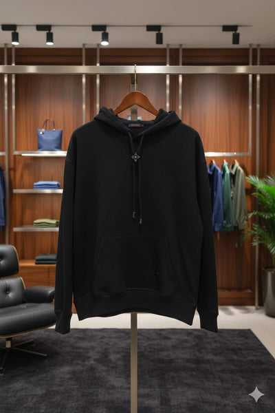Branded Drawstring Hoodie In Black