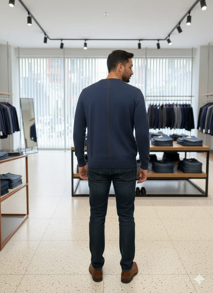 Classic Navy Blue Crew Neck Sweater – Smart & Comfortable