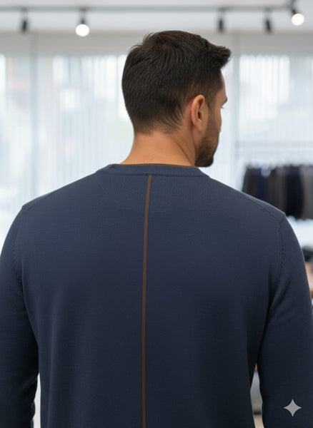 Classic Navy Blue Crew Neck Sweater – Smart & Comfortable