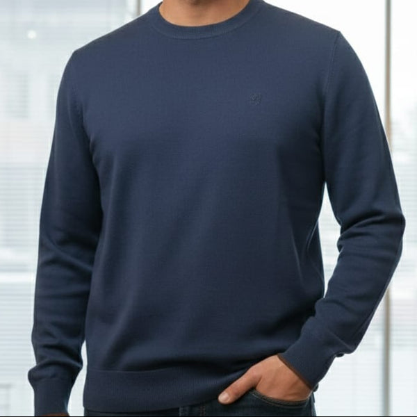 Classic Navy Blue Crew Neck Sweater – Smart & Comfortable