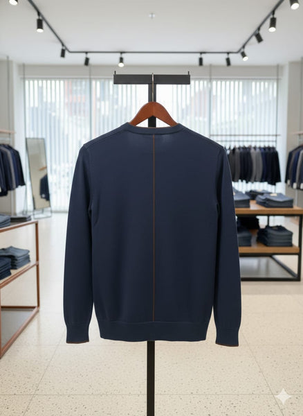 Classic Navy Blue Crew Neck Sweater – Smart & Comfortable