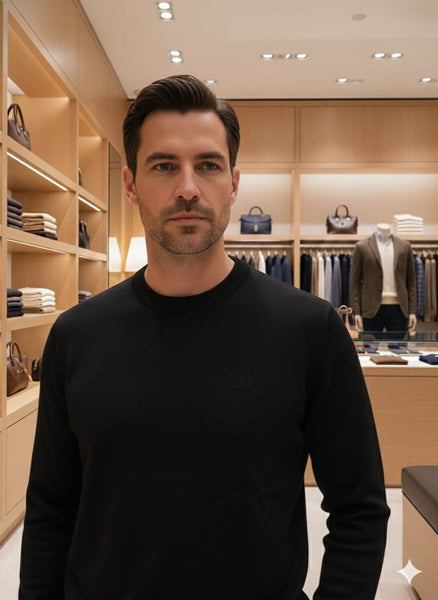 Premium c Black Crew Neck Pullover