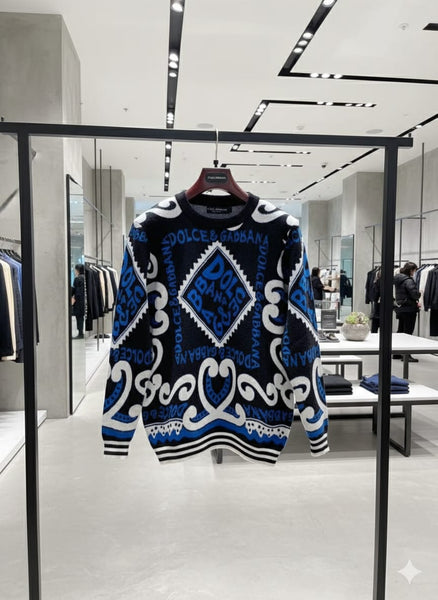 Bold Printed Knit Sweater  Luxury Style Statement