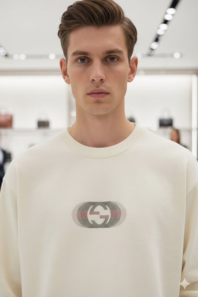 Premium Cream Logo Print Sweatshirt – Stylish & Comfortable