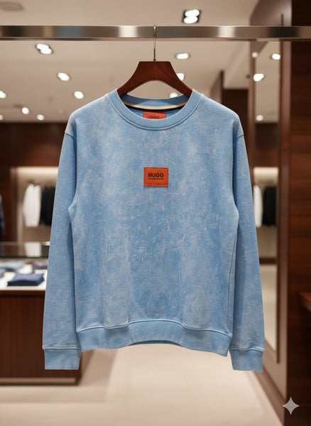 Sky Blue Premium Sweatshirt with Logo Patch