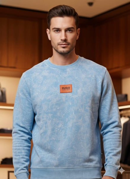 Sky Blue Premium Sweatshirt with Logo Patch