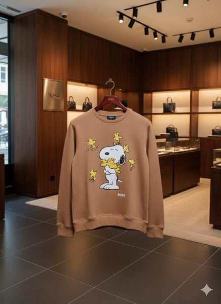 Premium Brown Cartoon Print Sweatshirt – Stylish Casual Wear