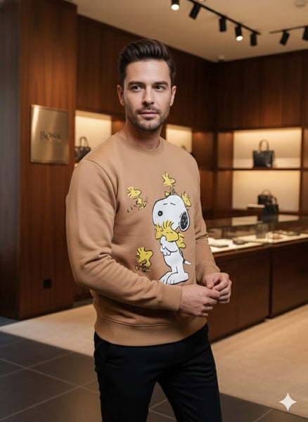 Premium Brown Cartoon Print Sweatshirt – Stylish Casual Wear