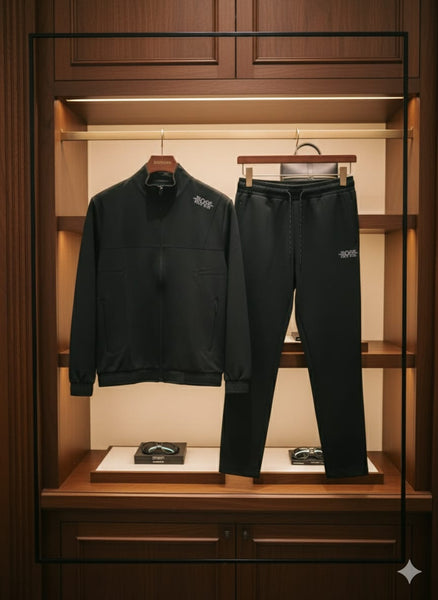 Classic Black Tracksuit Set – Zip Jacket & Jogger Pants