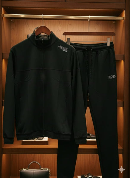 Classic Black Tracksuit Set – Zip Jacket & Jogger Pants