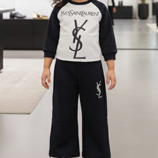 Girls  Premium Black  Co-Ord Set  Stylish Sweatshirt & Pants Outfit