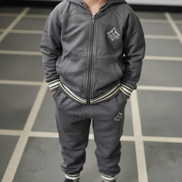 Kids Grey Zip-Up Co-ordinate  Set – Cute, Comfortable & Stylish