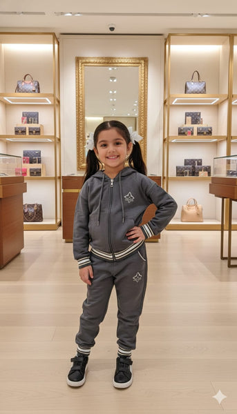 Kids Grey Zip-Up Co-ordinate  Set – Cute, Comfortable & Stylish