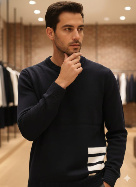 Elegant Brand  Diagonal Stripe Merin Wool Knit Pullover