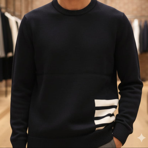 Elegant Brand  Diagonal Stripe Merin Wool Knit Pullover