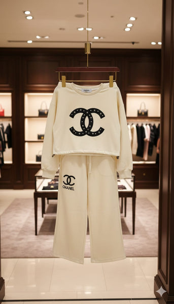 Kids Cream Co-Ord Set with Logo Print  Cute & Comfortable Style